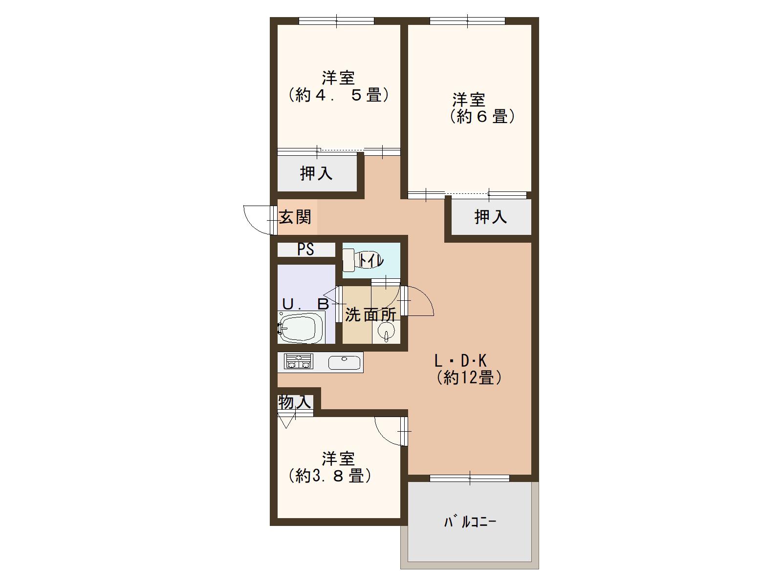 芦屋市高浜町5-1 5階 3LDK(3LDK/5階)の間取り写真