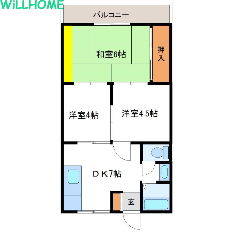 森本マンション(3DK/2階)の間取り写真