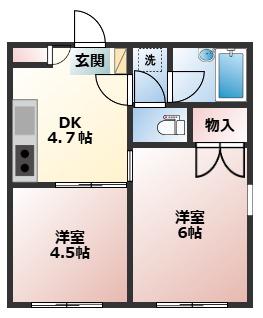 第2藤コーポ(2DK/2階)の間取り写真