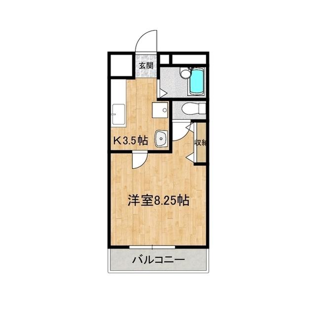 コーポピアなかやまC棟(1K/3階)の間取り写真