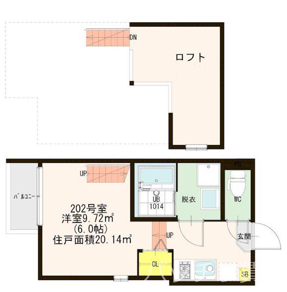 コリーヌドリリー高宮(1K/2階)の間取り写真