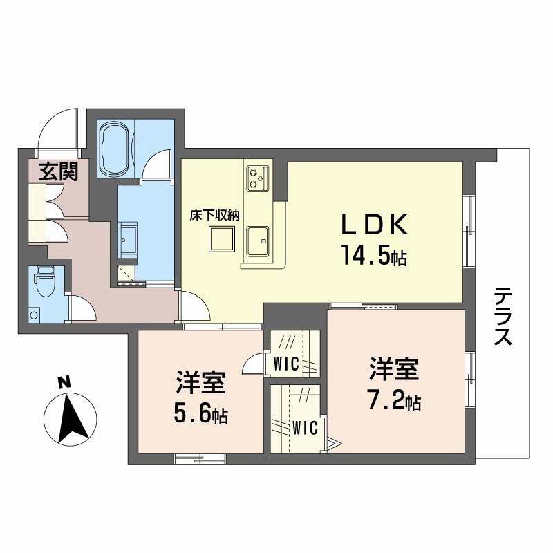 シャーメゾン マイレ(2LDK/1階)の間取り写真