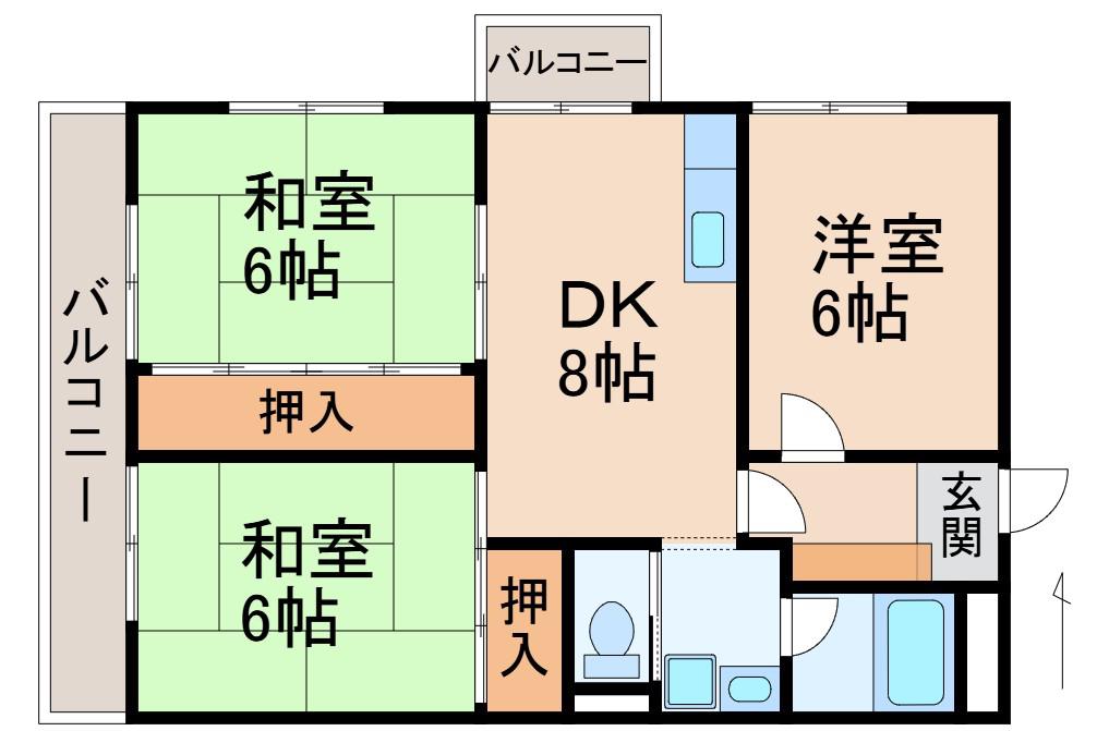 センチュリーハイツ和歌浦(3DK/4階)の間取り写真