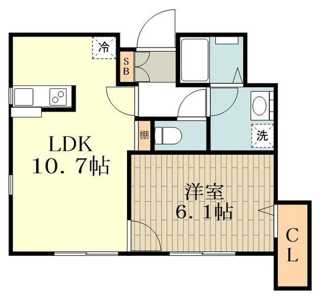プラターヌ西荻(1LDK/1階)の間取り写真