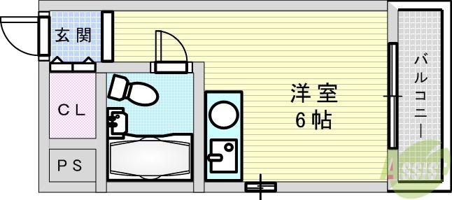 武藤ハイツ(ワンルーム/2階)の間取り写真