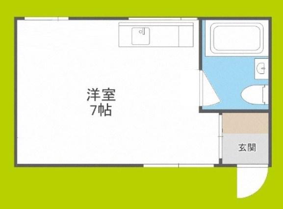 ハイツ夕陽丘(ワンルーム/2階)の間取り写真