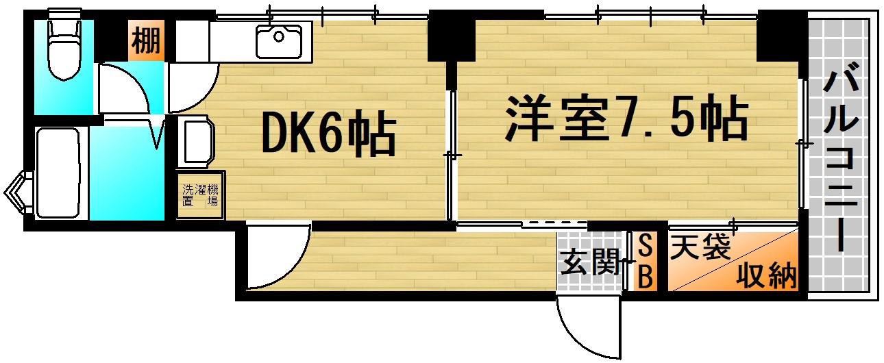 高橋ビル(1DK/3階)の間取り写真