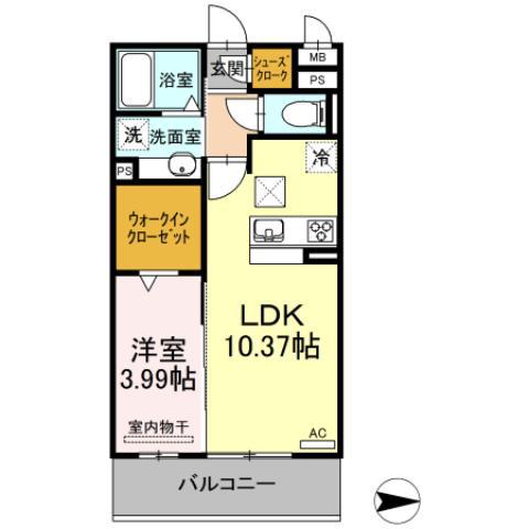 サンライフ黄金(1LDK/2階)の間取り写真