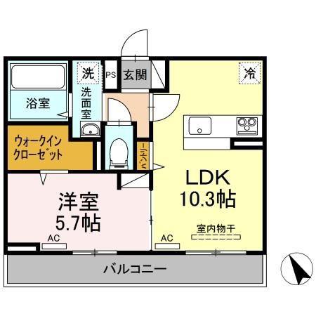 エルフォルク(1LDK/2階)の間取り写真