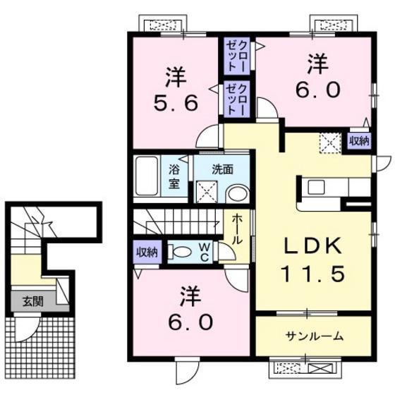 アグロス(3LDK/2階)の間取り写真