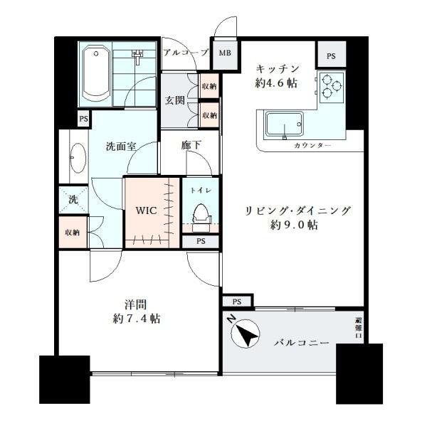 東京アインスリバーサイドタワー(1LDK/20階)の間取り写真