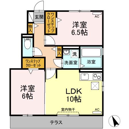 クローバーハウス/ウィルコート クローバ(2LDK/1階)の間取り写真