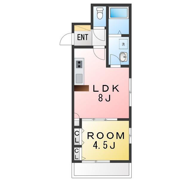 KP弘明寺(1LDK/3階)の間取り写真