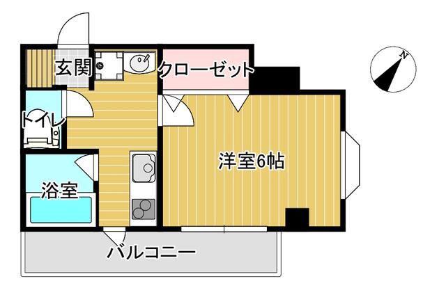 弘明寺ビューハイツ(1K/3階)の間取り写真