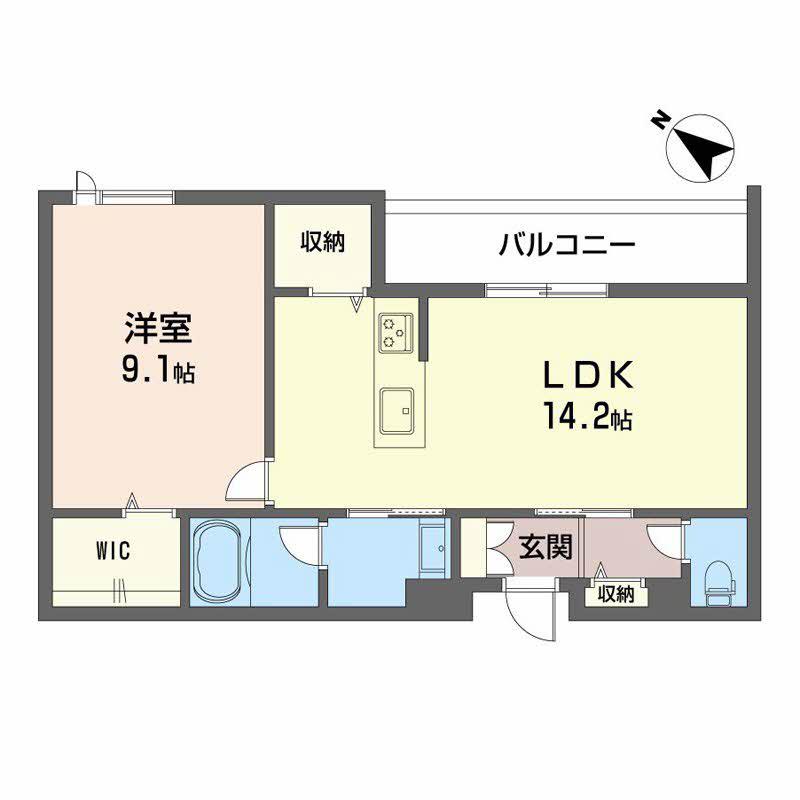 シャーメゾンマーレ竹下(1LDK/2階)の間取り写真