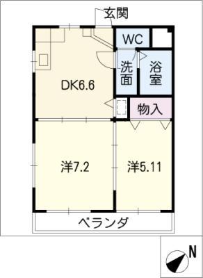 リリーハイツ丸山(2DK/3階)の間取り写真