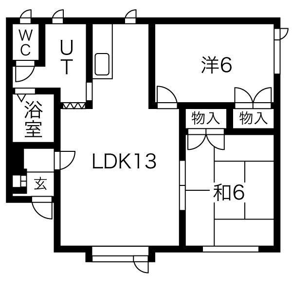 サンヴィレッチB棟(2LDK/1階)の間取り写真