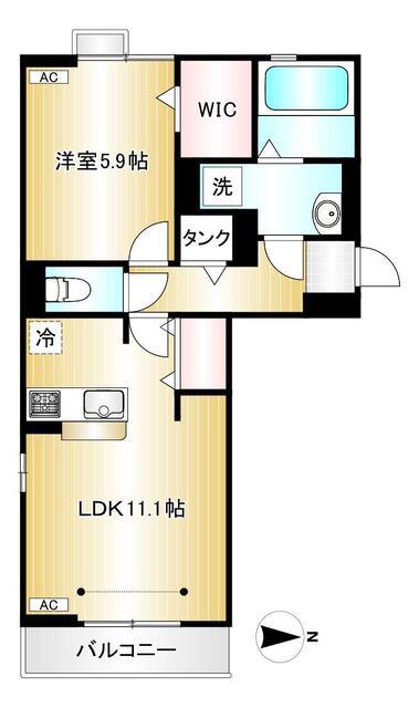ハクジュパレス(1LDK/3階)の間取り写真