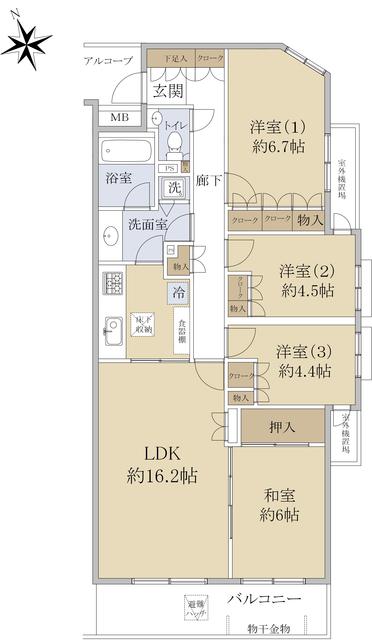 パークハイム宮前平(4LDK/3階)の間取り写真
