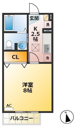 シャンテ久我山(1K/1階)の間取り写真