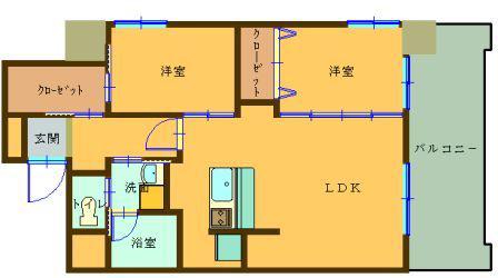 SAI宇宿(2LDK/8階)の間取り写真