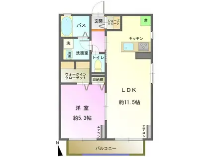 エクセル ヴィレッジ(1LDK/1階)の間取り写真