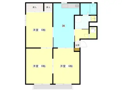 パークサイドリラE(3DK/2階)の間取り写真