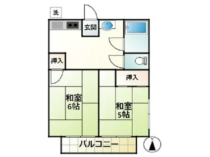 ベルハイツIII(2DK/2階)の間取り写真