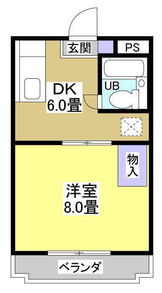 マンションアカンサスII(1DK/2階)の間取り写真