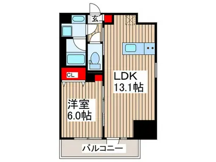TORIKOE TURRIS(1LDK/10階)の間取り写真