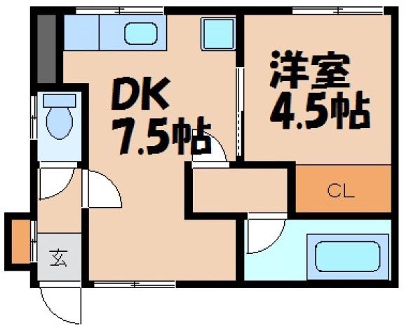 鹿籠コーポラス 205(1DK/4階)の間取り写真