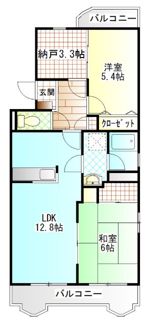 ベルヴェデーレII(2SLDK/3階)の間取り写真