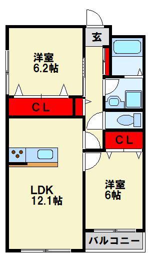 ヴァリオブランカ(2LDK/3階)の間取り写真