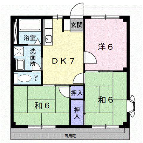MハイツI(3DK/1階)の間取り写真