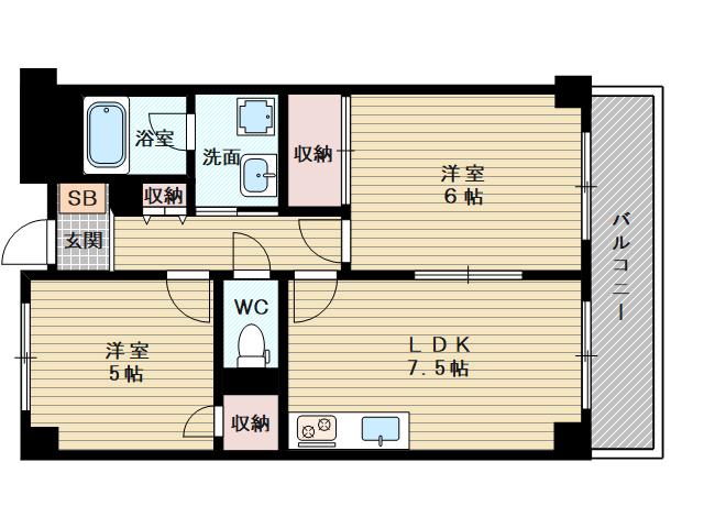 久光マンション(2LDK/2階)の間取り写真
