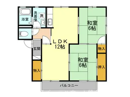 フレグランス三ツ相 A棟(2LDK/2階)の間取り写真