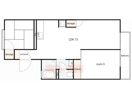 セジュール日野I(2LDK/1階)の間取り写真