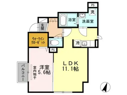 サニーヒルズ天籟寺II(1LDK/1階)の間取り写真