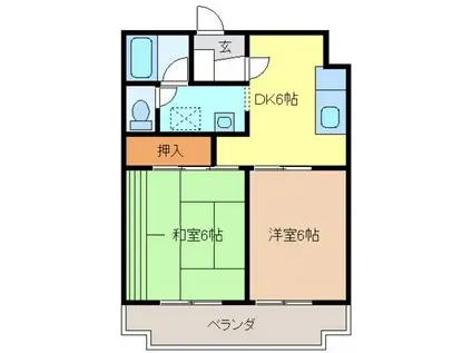 CITY RIVER II(2DK/2階)の間取り写真