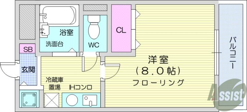 マイプレイス宝蔵院(1K/3階)の間取り写真