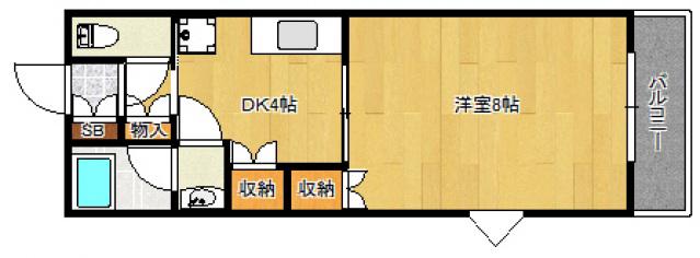 翠水コート(1DK/3階)の間取り写真