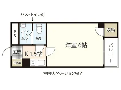 アルティメイトBUILDG.平野町(1K/2階)の間取り写真