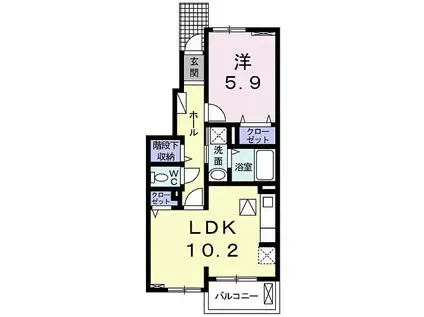 サニーヒル・シャーレ(1LDK/1階)の間取り写真