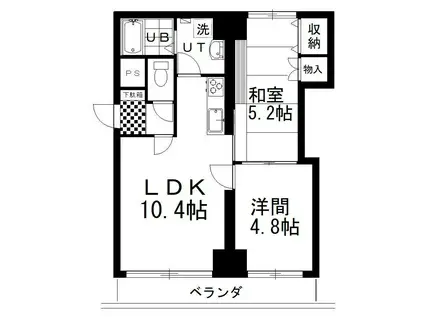 釧路共栄マンションズ(2LDK/2階)の間取り写真