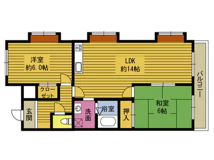 グリーンビル花高松(2LDK/2階)の間取り写真