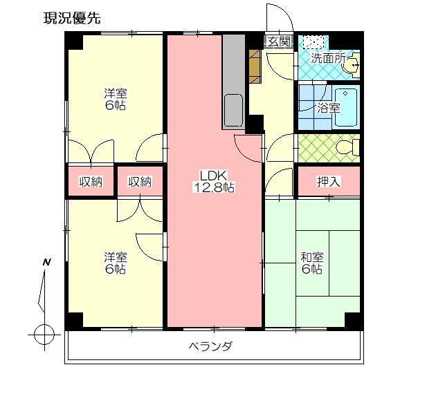 エスケイビル船小路(3LDK/7階)の間取り写真
