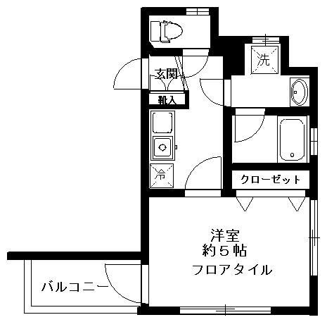 パーク小山台(1K/1階)の間取り写真