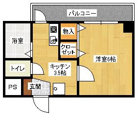 グレース国泰寺(1K/4階)の間取り写真