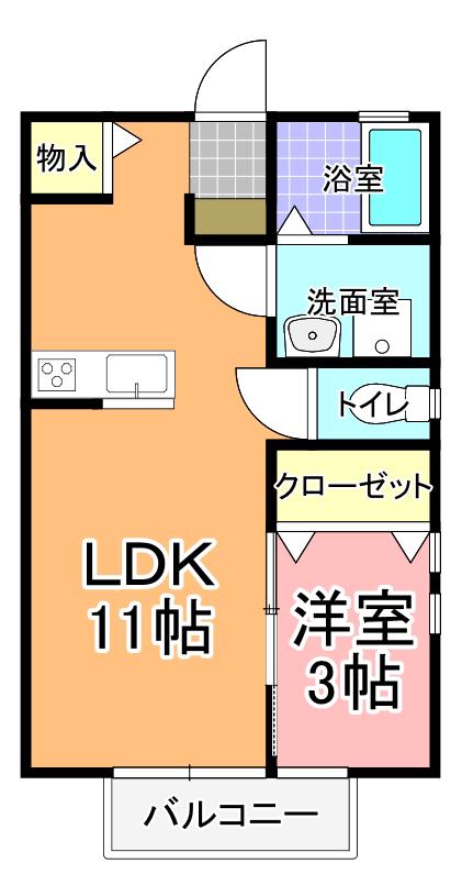 サンハウス・ヤナカ(1LDK/1階)の間取り写真