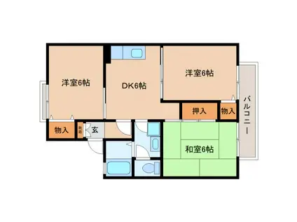 若松ハイツ(3DK/2階)の間取り写真